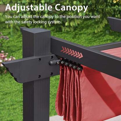 PURPLE LEAF Outdoor Pergola 12' X 18' Retractable Canopy Aluminum, Terra | - Image 9