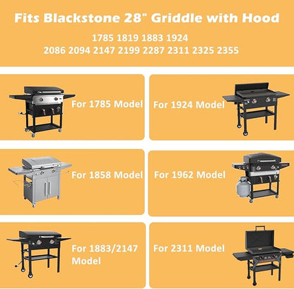 Grill Cover for Blackstone 28" Griddle 5483, for 1819 1883 1924 2086 2094 2147 2199 2287 2311 2325 2355, 600D Heavy-Duty Weather Resistant Grill Cover Blackstone with Hood