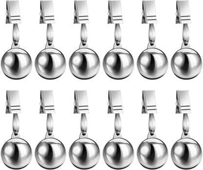 12 Pcs Heavy Duty Tablecloth Weights Stainless Steel Weight Clip Down for Outdoor Curtains Garden Flag Shower Curtain Tablecloth Pergola Patio Picnic Family Dinner Party
