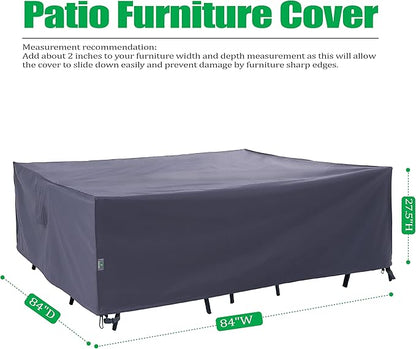 F&J Outdoors Patio Furniture Covers Waterproof UV Resistant Rip-stop Fabric Outdoor Furniture Cover, Grey, 84"Wx84"Dx27.5"H