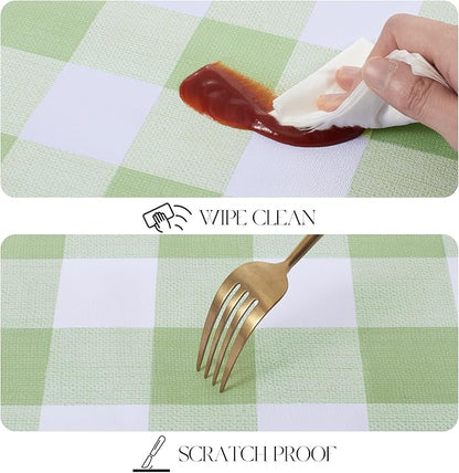 MOSAYT Rectangle Vinyl Tablecloth, 100% Waterproof Buffalo Gingham Plastic Table Cloth, Heavy Duty Wipeable Table Covers for Picnic, Outdoor, Camping - 54 x 78, Sage Green