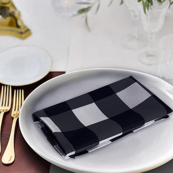 Buffalo Plaid Table Napkins Set of 50 Checkered Cloth Napkins 17x17 inch Washable Dinner Gingham Pattern Napkins Soft Napkins for Wedding Party Dining Banquet(Navy and White)