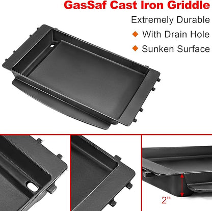 GasSaf 7658 Griddle for Weber Spirit 200 300, Grill Pan for Spirit II E-210 E-310, Grill Griddle for Genesis 1000-5000, Silver B/C, Replacement Parts for Weber 7597 7598 7637 7638 7525 Grates Insert