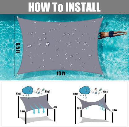 Neween Shade Sails, Waterproof Sun Shade Sail Rectangle UV Block Canopy Sun - Image 5