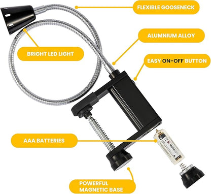 BBQ Grill Lights Magnetic Base Super-Bright LED Lights-360 Degree Flexible Gooseneck, Weather Resistant, Task Lighting Barbecue Grilling Gifts for Men Dad Husband (Black, 2 Pack)