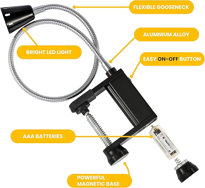 BBQ Grill Lights Magnetic Base Super-Bright LED Lights-360 Degree Flexible Gooseneck, Weather Resistant, Task Lighting Barbecue Grilling Gifts for Men Dad Husband (Black, 1 Pack)