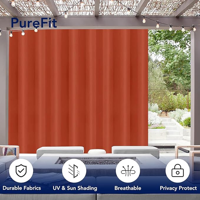 PureFit Outdoor Curtains for Patio Waterproof Weatherproof Outside Curtains | - Image 3