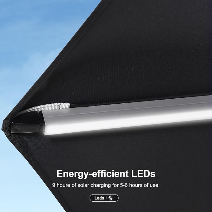 PURPLE LEAF Cantilever Umbrella 12ft Solar LED Light Double Top, Stays bright - Image 5