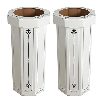 Eyely MPH1301C-SET2 Sal 25-Gallon Disposable Corrugated Cardboard Event Trash Can and Recycling Bin for BBQs, Beach, Parties & Events & Outdoor Activities, Bridal Ivory (Set of 2)