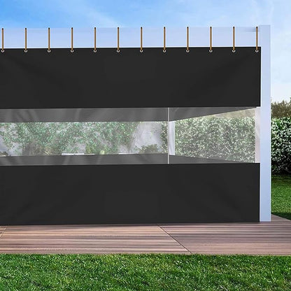 Covers & all Outdoor Clear Panel Curtain, 12 oz Vinyl Outdor Curtains for Patio, Waterproof & Weather Resistant Tarp with Brass Grommets for Pergola, Porch, Gazebos, Balcony (15'H x 10'W feet, Black)