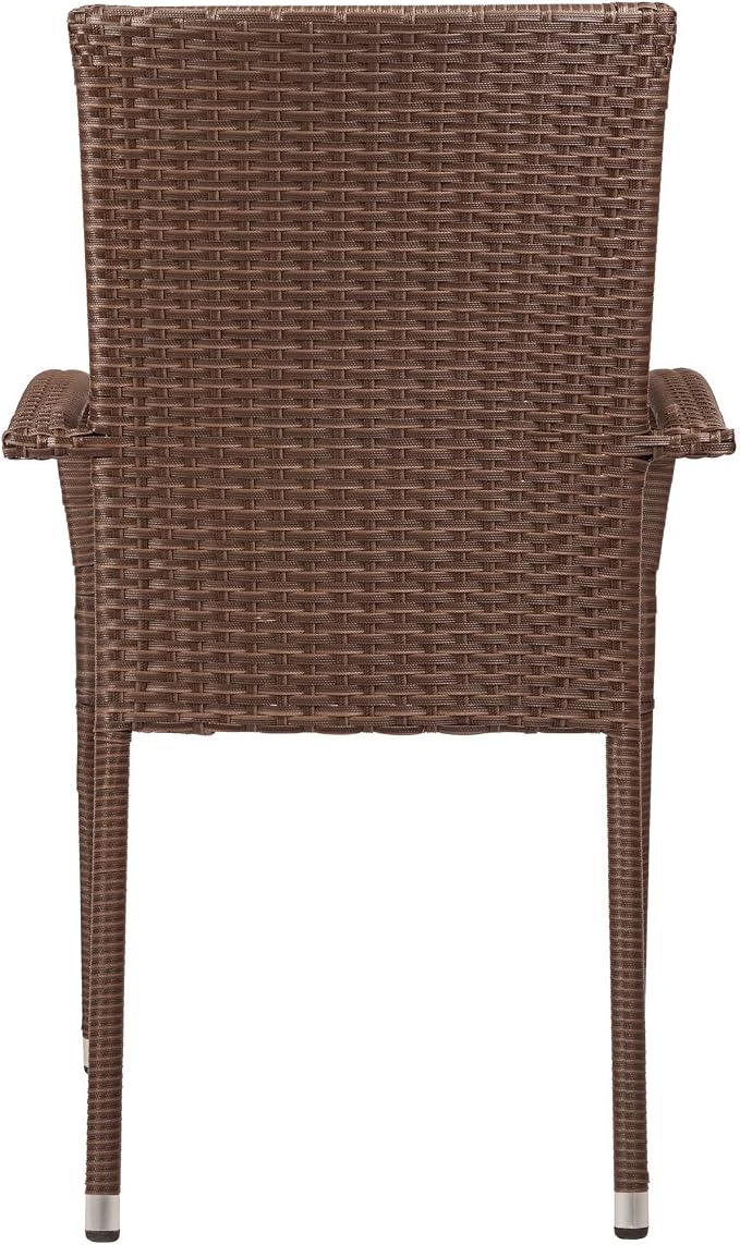 Patio Sense 62664 Morgan Outdoor Wicker Stacking Chairs, Powder-Coated Steel - Image 7