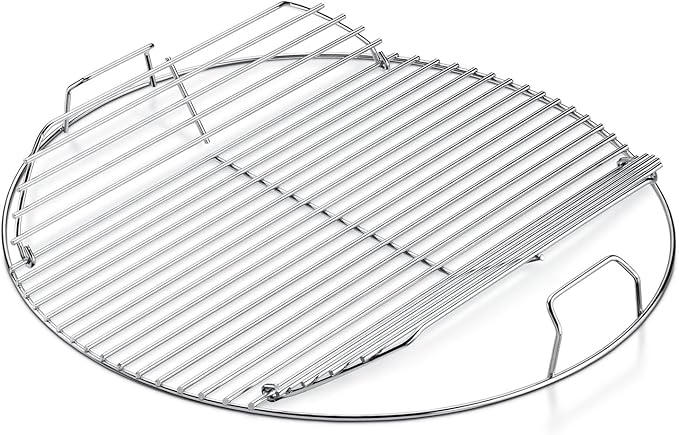 Hinged Cooking Grate for 22” Charcoal Grill, Round Charcoal Grate for Weber 7436, Grill Grate Replacement Part for Weber One-Touch, Smokey Mountain Cooker, 22" Kettle Charcoal Grill Parts with Handle