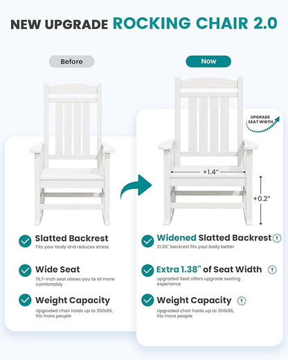SERWALL Outdoor Rocking Chair Set of 6, Patio Rocking Chair, Porch Rocker - Image 3