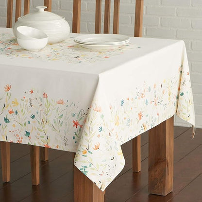 Maison d' Hermine Table Cloth Rectangle Table 100% Cotton 70 x 140 Inches Tablecloth Reusable Decorative Everyday Use for Dining Room, Farmhouse, Home, Party, Festive & Wedding Spring Summer - Colmar
