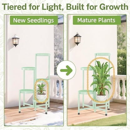 iDavosic.ly Plant Stand Indoor Outdoor, 5 Tier Metal Corner Shelf, Folding - Image 7