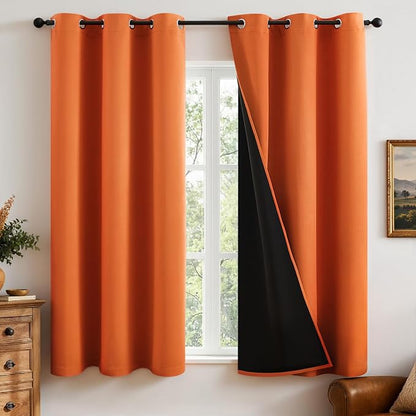 MIULEE Fall Orange 100% Blackout Curtains by MIULEE