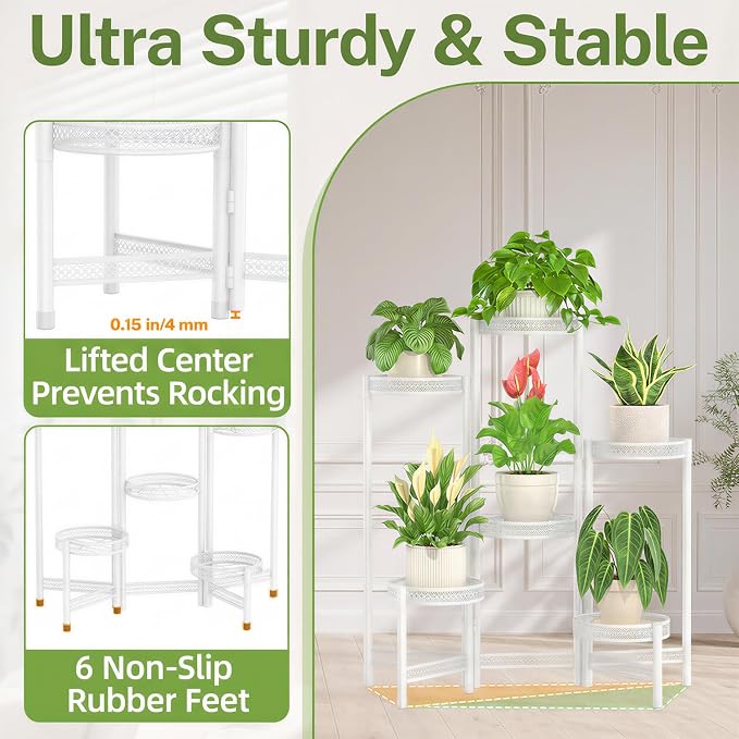 iDavosic.ly Plant Stand Indoor Outdoor, 6 Tier Iron Corner Shelf, Folding Multi - Image 5