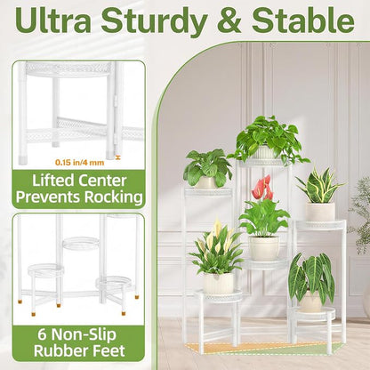 iDavosic.ly Plant Stand Indoor Outdoor, 6 Tier Iron Corner Shelf, Folding Multi - Image 5