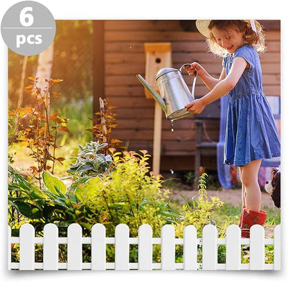 Housoutil 6Pcs Plastic Yard Fence Garden Edging Decorative Picket Fence for Indoor Outdoor Courtyard Lawn Border 50Cm Length X 13Cm Height Small Partition for Patio Garden Decor