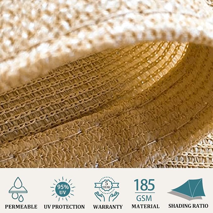 Shade&Beyond 8'x20' Sun Shade Sail Canopy Rectangle, UV Block Breathable Curved - Image 3