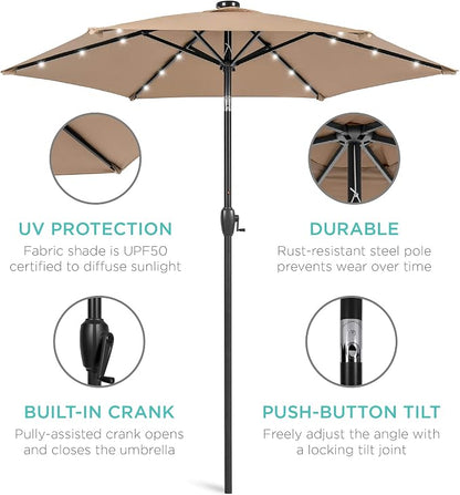 Best Choice Products 7.5ft Solar Umbrella LED Lighted Patio Umbrella, Table - Image 5