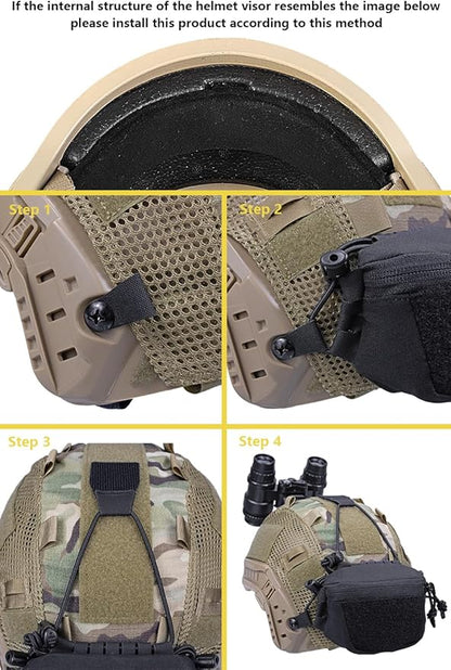 Tactical NVG Battery Pouch Helmet Mounted, Counter Weight Pouch GP Balance Retention for Fast MK1 PJ Airsoft Helmet