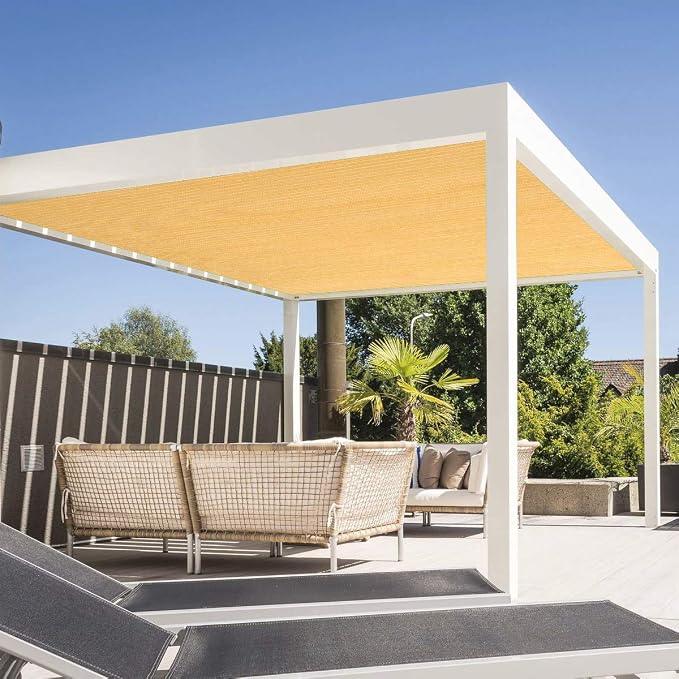 Eden's Decor Straight Flat-Edged Sun Shade Sail Rectangular 9' x 15' Wheat - Image 5
