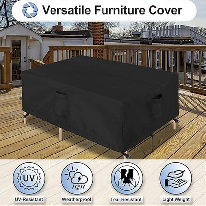 OutdoorLines Outdoor Waterproof Patio Table Furniture Set Covers - Rectangle Couch Sectional Cover Outside Weatherproof Patio Furniture Covering for Deck, Lawn and Backyard 126"L x 63"W x 28"H, Black