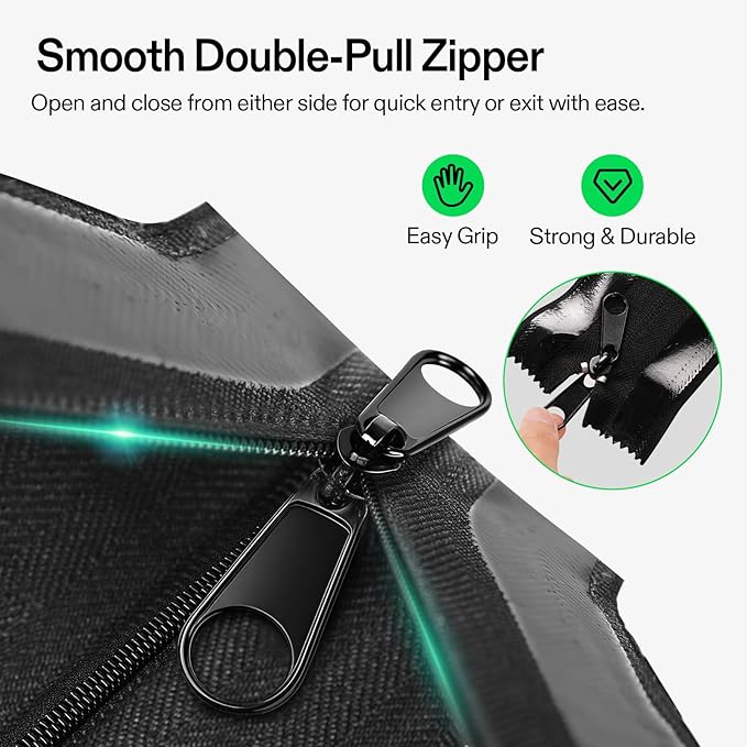 VIVOSUN 2-Pack Self Adhesive Zipper Door for Debris Barriers, 3In. x 7Ft. Peel & Stick, Heavy-Duty & Double-Sided Zipper for Tarp, Greenhouse, Indoor Outdoor Tent, Black