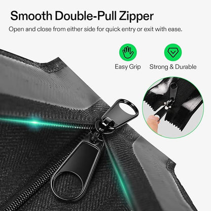 VIVOSUN 2-Pack Self Adhesive Zipper Door for Debris Barriers, 3In. x 7Ft. Peel & Stick, Heavy-Duty & Double-Sided Zipper for Tarp, Greenhouse, Indoor Outdoor Tent, Black