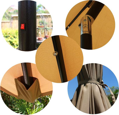 Sunnyglade 9' Solar LED Patio Umbrella, 8 Ribs, Tilt & Crank | 9Ft Patio - Image 6