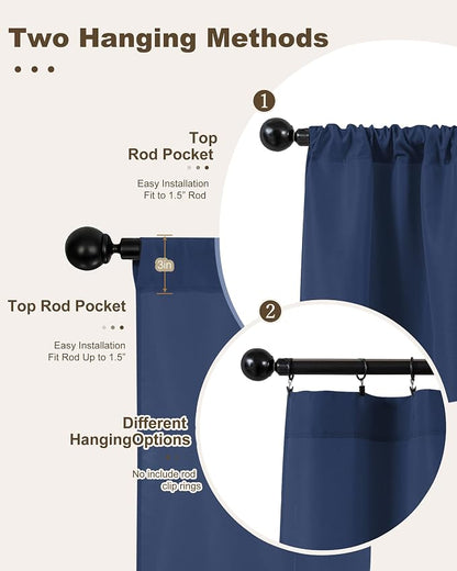 Outdoor Curtains for Patio Waterproof Rod Pocket 4 Pcs 54x84 Inch Navy | - Image 3