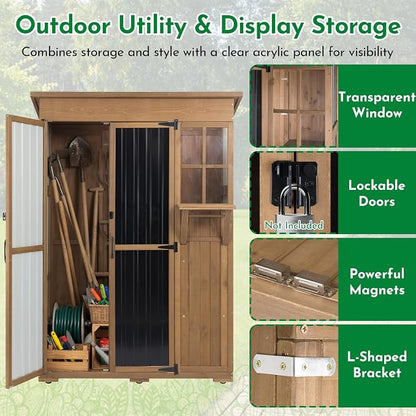Ketive Outdoor Storage Cabinet, Large Wood & Metal Garden Shed - Image 6