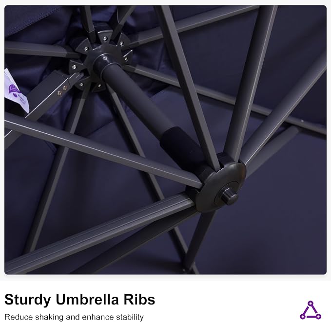 PURPLE LEAF Patio 11.5' x 11.5' Telescopic Umbrella - Image 8