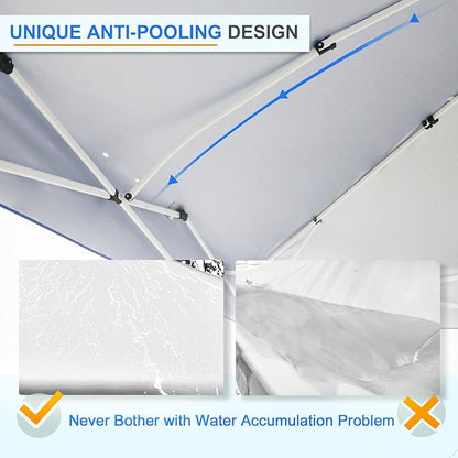 EAGLE PEAK Pop Up Canopy Tent with Wheeled Carry Bag, 8 Stakes, 4 Ropes, 4 Weight Bags, Easy Set Up Tent Canopy, 12x12 ft, 144sqft of Shade, White