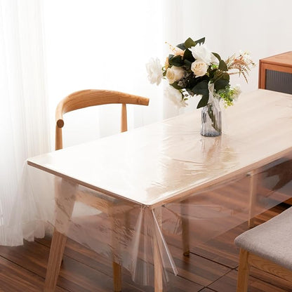 Clear Plastic Tablecloth Protector 52x70 inch Waterproof Oilproof Stain Resistant Wipeable Table Cover for Dining Tables