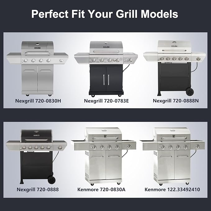 Adjustable 24''-30'' Grease Tray, Grill Replacement Parts for Nexgrill 4 Burner 720-0830H, 720-0783E, 720-0888, 720-0888N, 720-0830A, 17'' Cooking Grates, Heat Plates Shield, Burner Tubes and Igniters