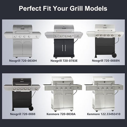 Grill Grease Tray Replacement Parts for Nexgrill 4 Burner 720-0830H, 720-0783E, 720-0888, 720-0888N, 720-0830A, Adjustable 24''-30'' Gas Grill Drip Pan, Heat Plates Shield, Burner Tubes and Igniters.