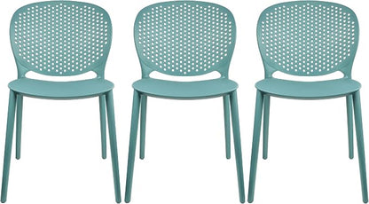 2xhome Set of 3 Patio Dining Chairs | Modern Stackable Outdoor Pool Side Chair by 2xhome