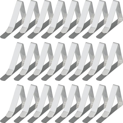 IFAMIO 24 Pack Stainless Steel Tablecloth Clips Metal Table Cover Holder Clamps Ideal Size for Picnic Outdoor Tables Restaurants Weddings Marquees Banquets Graduation Parties