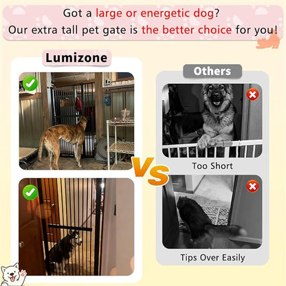 Lumizone Extra Tall Cat Gate 61.02" High Pressure Mounted Extra Wide 30.12"-34.05" (17Sizes) 1.37" Gap No Drilling Auto-Close Tall Pet Gate for Dogs (Black, 30.12"-34.05" W)