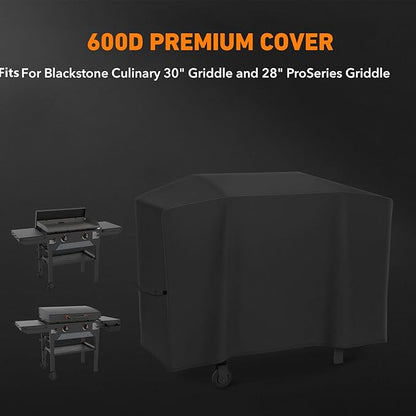 600D Polyester Cover compatible with Blackstone Culinary 30" Griddle 1901 1934 2092 2163 compatible with Blackstone 28" ProSeries Griddle 1785 1855 1858 1886 1962 2007 2080 2152 2342 with Straps