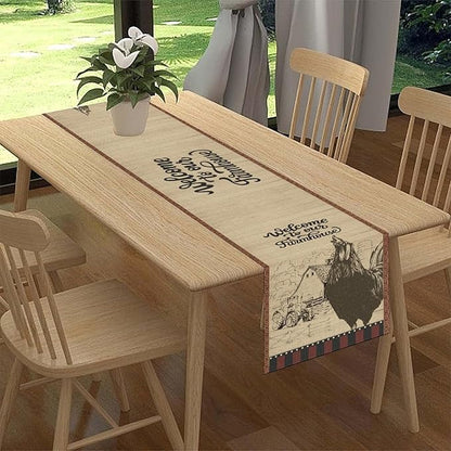 Rustic Farmhouse Table Runner, Vintage Barn Cottage Rooster Retro Farm Country Chicken Wooden Plank Coffee Table Center Decor for Home Kitchen Dining Patio Holiday Party Table Decorations 13"x72"