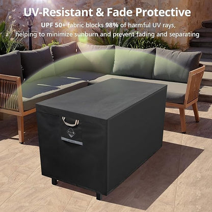 QH.HOME Fire Pit Cover Rectangle 64 x 30 inch ,Outdoor Waterproof and Weatherproof Strong Tear and Fading Resistant Rectangular Patio Furniture Fireplaces Cover - Black