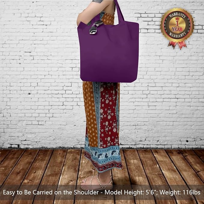 TOPDesign 1-Pack Super Strong Large 12oz Cotton Canvas Tote Bag, Reusable Grocery Shopping Cloth Bag, Fashionable Two-Tone Tote for Crafts, DIY Your Creative Designs