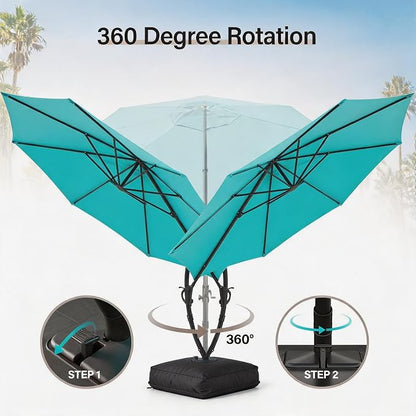 Outdoor Patio Umbrella with Base, 11 FT Deluxe Curvy Cantilever Umbrella Heavy - Image 6