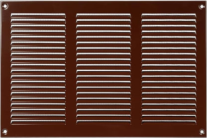 Repa Market 12x8 Inch Air Vent Cover/Brown Galvanized Steel Louvered Grill Cover with Mesh Screen/Wall or Ceiling Vent/Durable Flush Mount HVAC Register for Indoor and Outdoor Ventilation