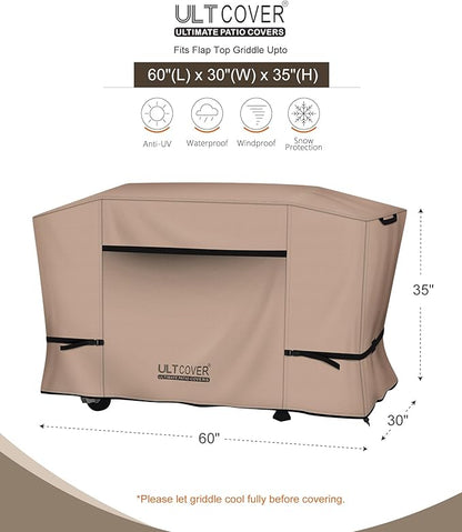 ULTCOVER 600D Outdoor Waterproof Griddle Cover for Blackstone Halo LoCo Cookers Nexgrill Weber 28 inch XL Two Side Shelves Flap Top Grill with Hood