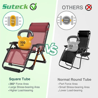 Suteck Oversized Zero Gravity Chair, 500LBS 33In XXL Outdoor Recliner Chairs | - Image 6