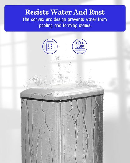 Rubbish Bin with Lid, 10 L, Stainless Steel Waste Bin, Bathroom, Pedal Bin, Stainless Steel for Bathroom, Bedroom and Office